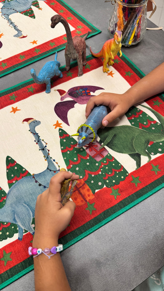 Mymat Jurassic Xmas tovagliette americane