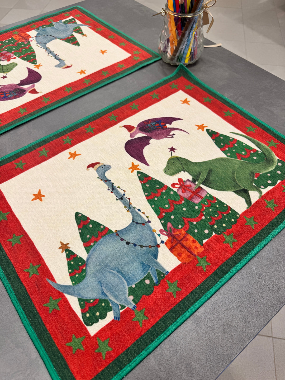Mymat Jurassic Xmas tovagliette americane